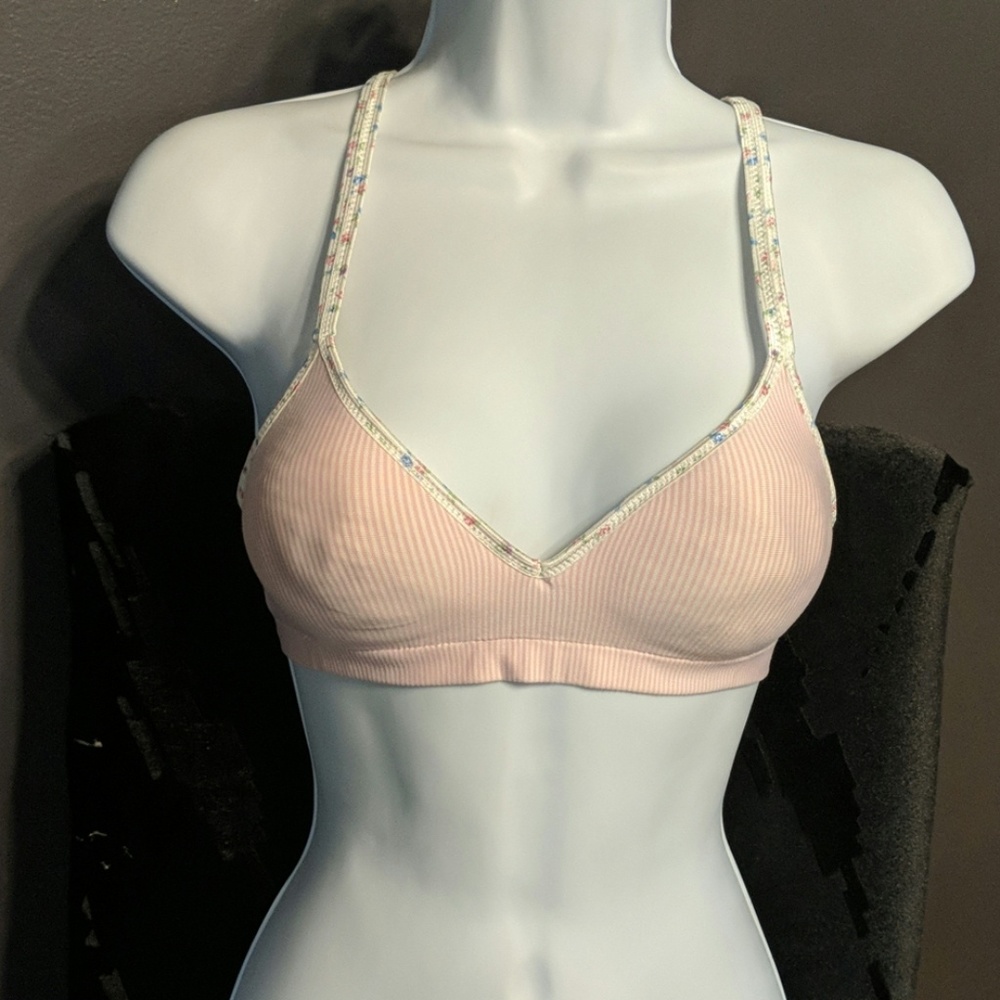Soft molded cup bra 34A Pink Stripe Floral